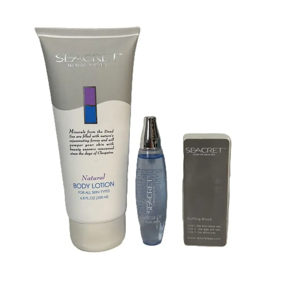 Seacret From The Dead Sea NEW Nail Cuticle Oil Body Lotion Buffer File